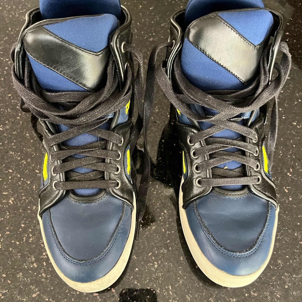 Diesel Blue and Black High-Top Sneakers with Padded Collar